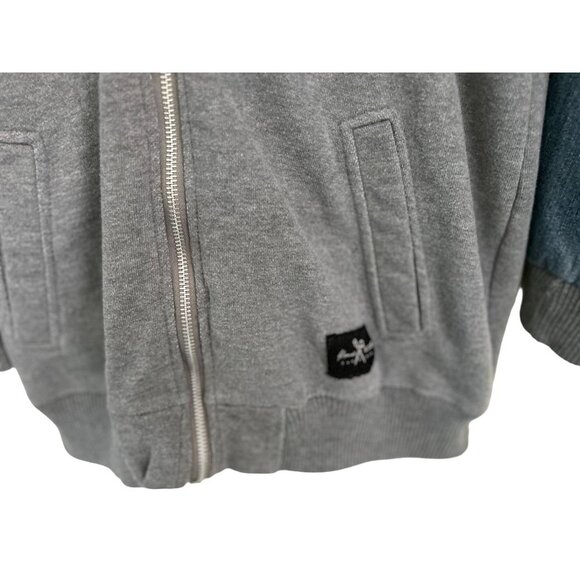 MARC ESCO Full Zip Hoodie Cotton Denim Ripped Sleeves Size Med - Picture 7 of 11